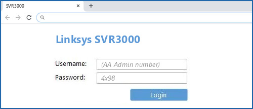 Linksys SVR3000 router default login
