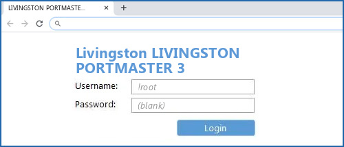 Livingston LIVINGSTON PORTMASTER 3 router default login