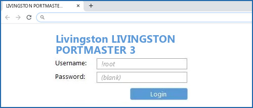 Livingston LIVINGSTON PORTMASTER 3 router default login