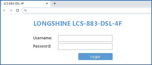 LONGSHINE LCS-883-DSL-4F router default login