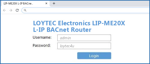 LOYTEC Electronics LIP-ME20X L-IP BACnet Router router default login