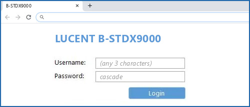 LUCENT B-STDX9000 router default login