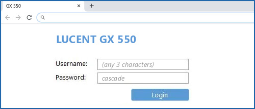 LUCENT GX 550 router default login