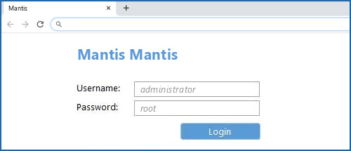 Mantis Mantis router default login