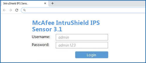 McAfee IntruShield IPS Sensor 3.1 router default login