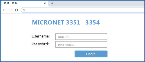 MICRONET 3351 3354 router default login
