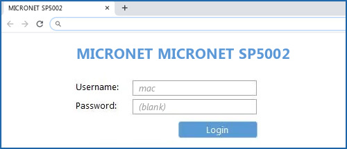 MICRONET MICRONET SP5002 router default login