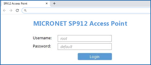 MICRONET SP912 Access Point router default login