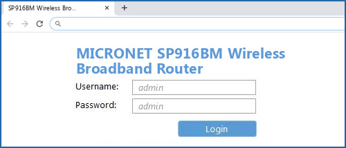 MICRONET SP916BM Wireless Broadband Router router default login