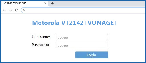 Motorola VT2142 (VONAGE) router default login