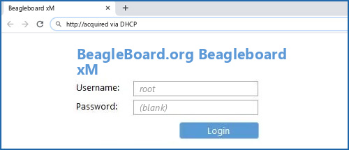 BeagleBoard.org Beagleboard xM router default login
