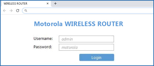 Motorola WIRELESS ROUTER router default login