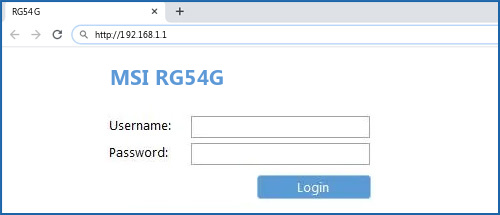 MSI RG54G router default login