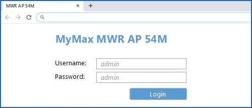 MyMax MWR AP 54M router default login