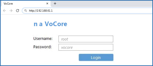 n a VoCore router default login