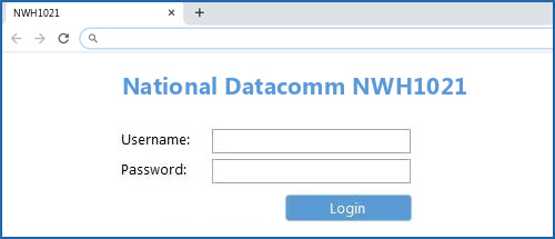 National Datacomm NWH1021 router default login