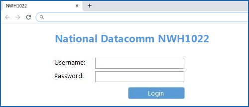 National Datacomm NWH1022 router default login