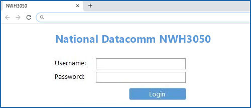 National Datacomm NWH3050 router default login