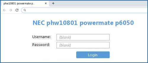 NEC phw10801 powermate p6050 router default login