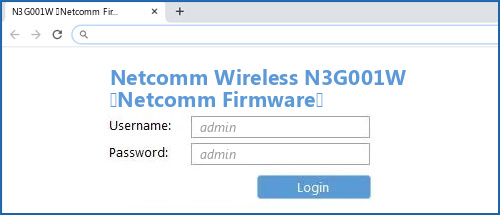 Netcomm Wireless N3G001W (Netcomm Firmware) router default login