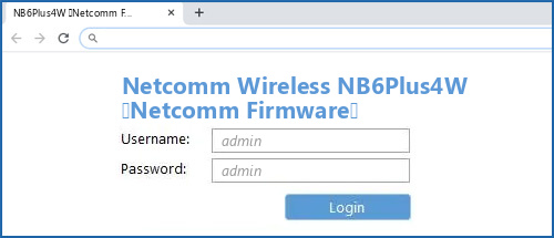 Netcomm Wireless NB6Plus4W (Netcomm Firmware) router default login