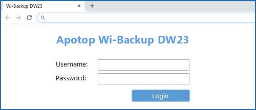 Apotop Wi-Backup DW23 router default login