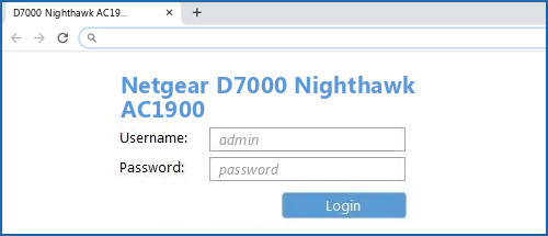 Netgear D7000 Nighthawk AC1900 router default login