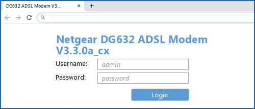 Netgear DG632 ADSL Modem V3.3.0a_cx router default login