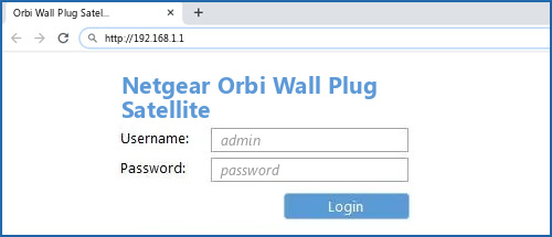 Netgear Orbi Wall Plug Satellite router default login