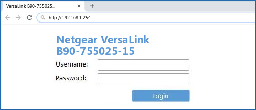 Netgear VersaLink B90-755025-15 router default login