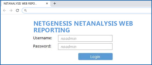 NETGENESIS NETANALYSIS WEB REPORTING router default login