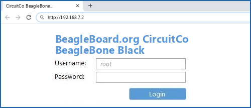 BeagleBoard.org CircuitCo BeagleBone Black router default login