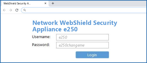 Network WebShield Security Appliance e250 router default login