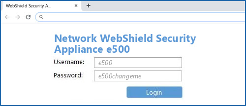 Network WebShield Security Appliance e500 router default login