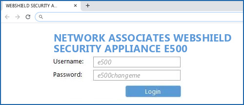 NETWORK ASSOCIATES WEBSHIELD SECURITY APPLIANCE E500 router default login
