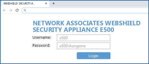 NETWORK ASSOCIATES WEBSHIELD SECURITY APPLIANCE E500 router default login