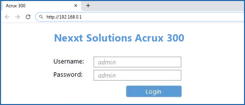 Nexxt Solutions Acrux 300 router default login