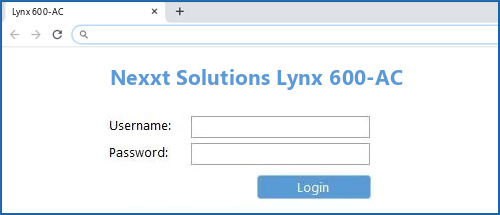 Nexxt Solutions Lynx 600-AC router default login