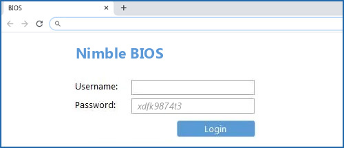 Nimble BIOS router default login