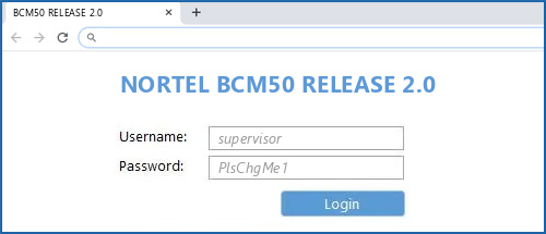 NORTEL BCM50 RELEASE 2.0 router default login