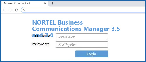 NORTEL Business Communications Manager 3.5 and 3.6 router default login