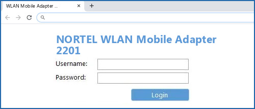 NORTEL WLAN Mobile Adapter 2201 router default login