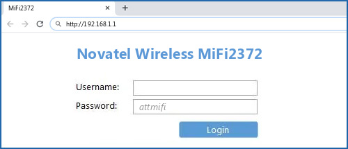 Novatel Wireless MiFi2372 router default login