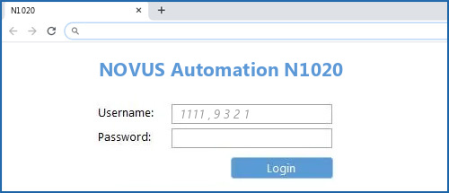 NOVUS Automation N1020 router default login