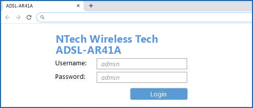 NTech Wireless Tech ADSL-AR41A router default login