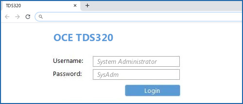 OCE TDS320 router default login