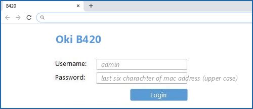 Oki B420 router default login