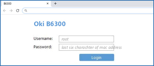 Oki B6300 router default login