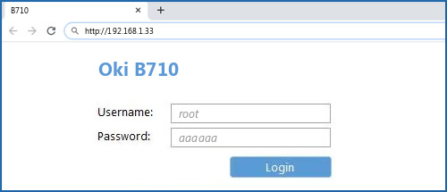 Oki B710 router default login
