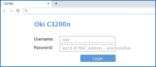 Oki C3200n router default login